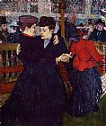 Henri De Toulouse-lautrec Canvas Paintings - At the Moulin Rouge the Two Waltzers
